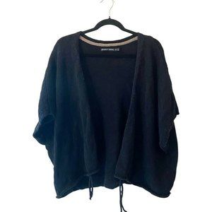 GUDRUN SJODEN Open Front short sleeve Knit Cardigan Sweater Black Size L/XL